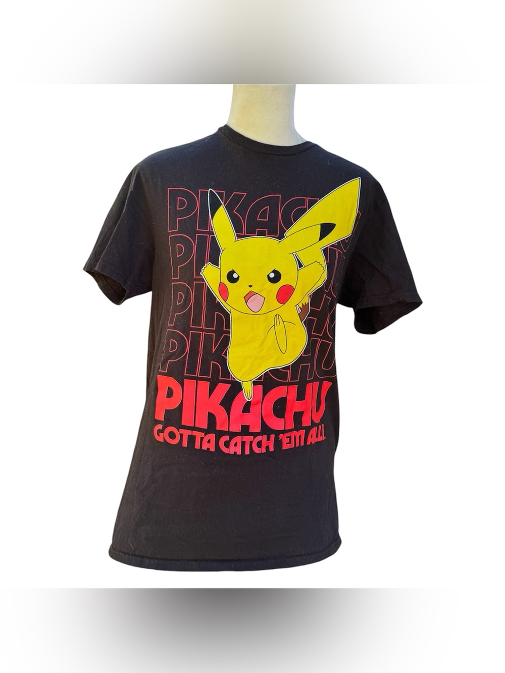 Pokemon Pikachu Anime Manga Black Red Cute Unisex Cute Graphic Tshirt Medium